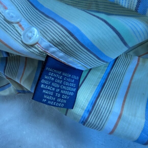 Faconnable Womens Striped Button-Down Shirt Small Long Sleeve 100% Cotton Yellow - Picture 8 of 8